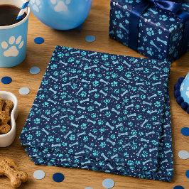 オーダーメイドの犬の誕生日 青い足跡 プードル ペット スタンダードカクテルナプキン