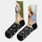 オーダーメイドの犬の足跡とペット写真2枚 ソックス (左)