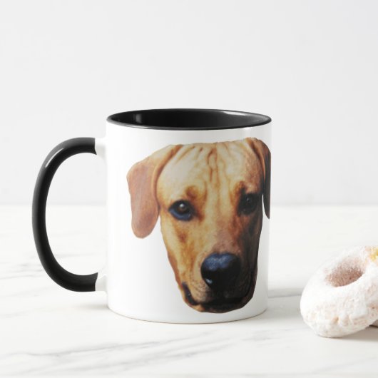 オーダーメイドの犬の顔のコーヒーマグ マグカップ (ドーナツ)