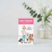 オーダーメイドの犬トレーナー向けデザイン ブロンドの女性と犬 名刺 (スタンド正面)