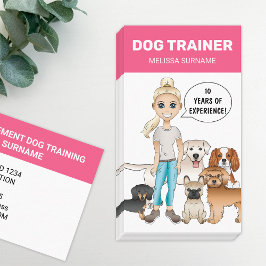 オーダーメイドの犬トレーナー向けデザイン ブロンドの女性と犬 名刺
