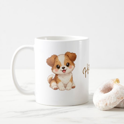 オーダーメイドの犬マグカップ 名前入り コーヒーマグカップ (ドーナツ)