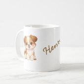 オーダーメイドの犬マグカップ 名前入り コーヒーマグカップ (正面左)