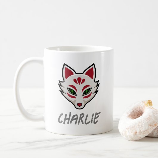 オーダーメイドの狐の面 コーヒーマグカップ (ドーナツ)