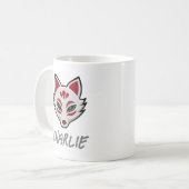 オーダーメイドの狐の面 コーヒーマグカップ (正面左)