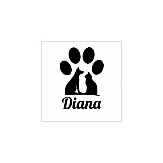オーダーメイドの猫と犬の足跡デザイン ラバースタンプ (インプリント)