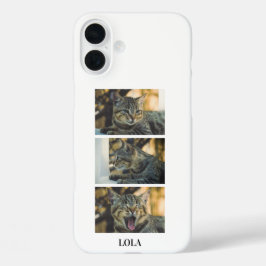 オーダーメイドの猫の写真コラージュと名前 iPhone 16 PLUSケース