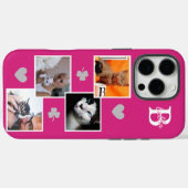 オーダーメイドの猫の写真コラージュモノグラム ピンク Case-Mate iPhoneケース (裏面 (横))