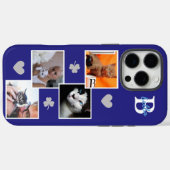 オーダーメイドの猫の写真コラージュモノグラム ブルー Case-Mate iPhoneケース (裏面 (横))