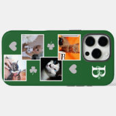 オーダーメイドの猫の写真コラージュ モノグラム グリーン Case-Mate iPhoneケース (裏面 (横))
