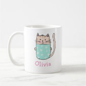 オーダーメイドの猫の名前入りマグカップ コーヒーマグカップ (左)