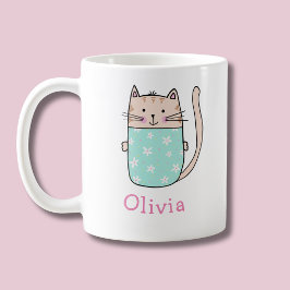 オーダーメイドの猫の名前入りマグカップ コーヒーマグカップ