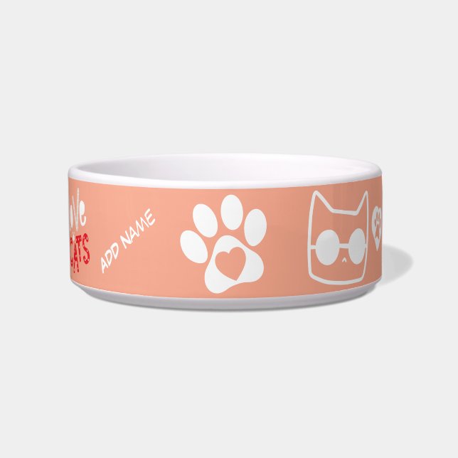 オーダーメイドの猫用ボウル - 名入れの猫グッズ ボウル (正面)