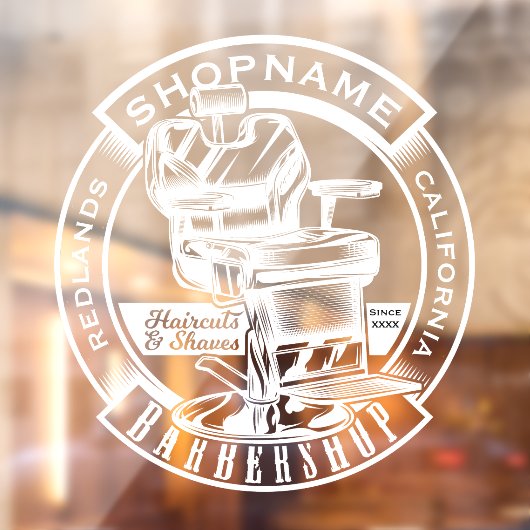 オーダーメイドの理容店用ドアホワイト ウィンドウサイン (シート2)