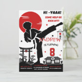 オーダーメイドの男の子の空手の誕生日招待状 招待状 (スタンド正面)