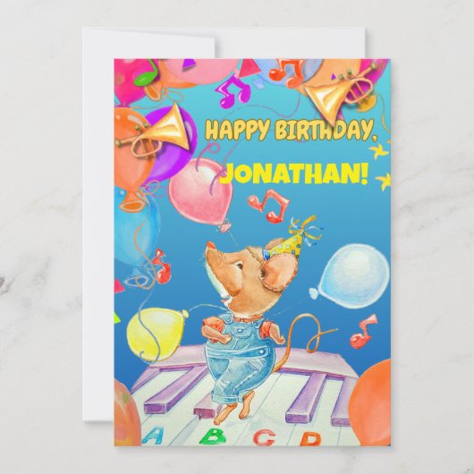 オーダーメイドの男の子の誕生日お礼カード サンキューカード (正面)