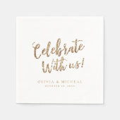 オーダーメイドの疑似ゴールドグリッターで私たちと一緒に祝いましょう スタンダードカクテルナプキン (正面)