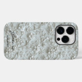オーダーメイドの白い刺繍の花と名言 Case-Mate iPhoneケース (裏面 (横))