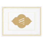 オーダーメイドの白と金のイニシャル テーブルクロス (正面(横))