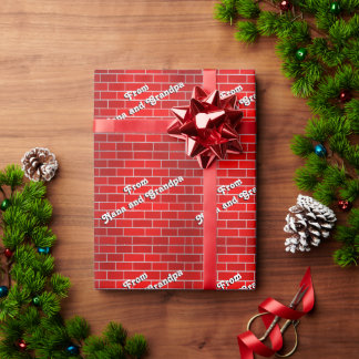オーダーメイドの祖母と祖父のレンガクリスマス ラッピングペーパー
