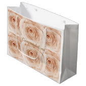 オーダーメイドの祝い水彩ローズ ラージペーパーバッグ (正面アングル)
