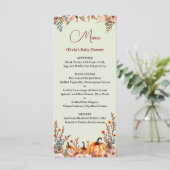 オーダーメイドの秋のカボチャ ベイビーシャワー フラット メニュー (スタンド正面)