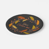 オーダーメイドの秋の落ち葉リースの紙皿 ペーパープレート (アングル)