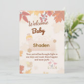 🍂 オーダーメイドの秋の赤ちゃん歓迎カード | カスタム  招待状 (スタンド正面)