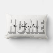 オーダーメイドの筆記体ネーム ホーム 白 灰 黒 ランバークッション (正面)