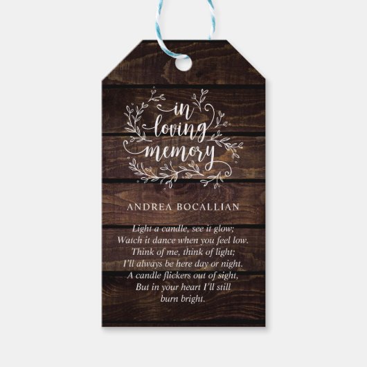 オーダーメイドの素朴なブドウ畑、ダークウッド、葬儀タグ ギフトタグ (正面)