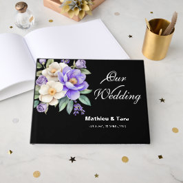 オーダーメイドの紫の花束の結婚式 ゲストブック
