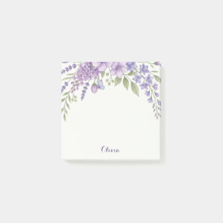 オーダーメイドの紫色の花の付箋(名入れ可能) ポストイット