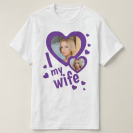 オーダーメイドの紫色の「I love my Wife」メンズTシャツ Tシャツ