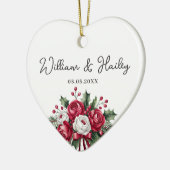 オーダーメイドの結婚ギフト - 結婚したカップルへのプレゼント セラミックオーナメント (左)