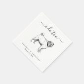 オーダーメイドの結婚式の犬のイラスト スタンダードカクテルナプキン (角)