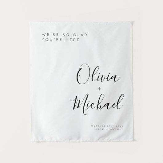 オーダーメイドの結婚式ウェルカムサイン付きロケーションタペストリー タペストリー (正面)