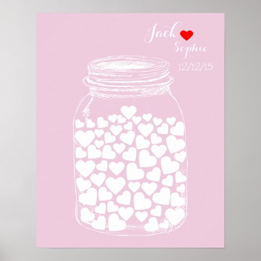 オーダーメイドの結婚式ゲストブック　マソン　カスタムカラー ポスター (正面)