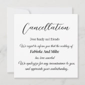 オーダーメイドの結婚式中止のお知らせカード 招待状 (正面)