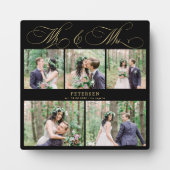 オーダーメイドの結婚式写真コラージュ Mr. and Mrs. フォトプラーク (正面)