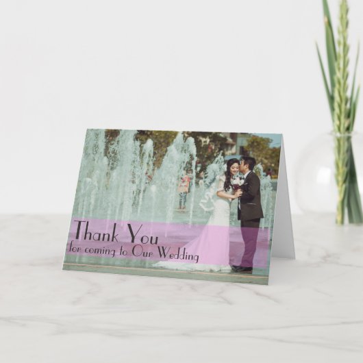 オーダーメイドの結婚式写真感謝カード ピンク サンキューカード (正面)