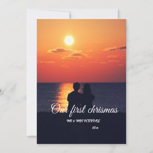 オーダーメイドの結婚式写真折りたたみ式感謝カード サンキューカード (正面)