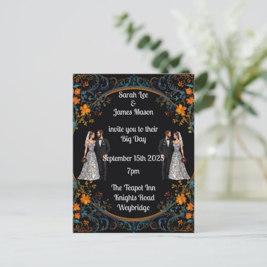 オーダーメイドの結婚式招待状と招待状 案内ポストカード (スタンド正面)