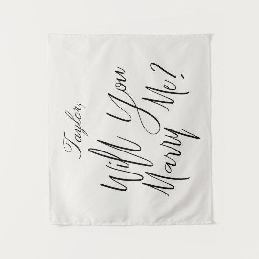 オーダーメイドの結婚提案サイン ライトクリーム 結婚しよう タペストリー (正面)