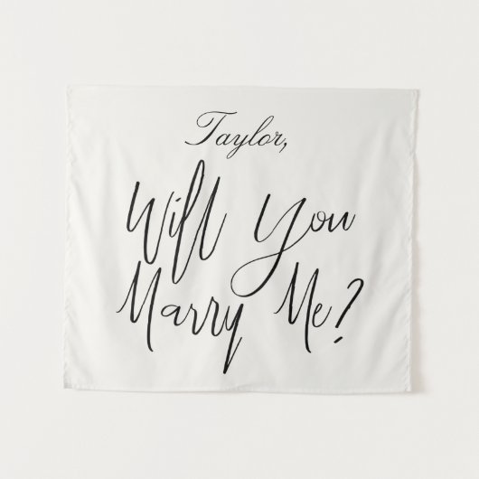 オーダーメイドの結婚提案サイン ライトクリーム 結婚しよう タペストリー (正面(横))