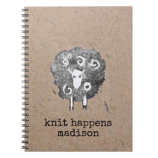 オーダーメイドの編み物デザイン Knit Happens Personalized Knitting ノートブック (正面)