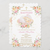 オーダーメイドの羊のデザイン お子様の洗礼と1歳の誕生日 招待状 (正面/裏面)