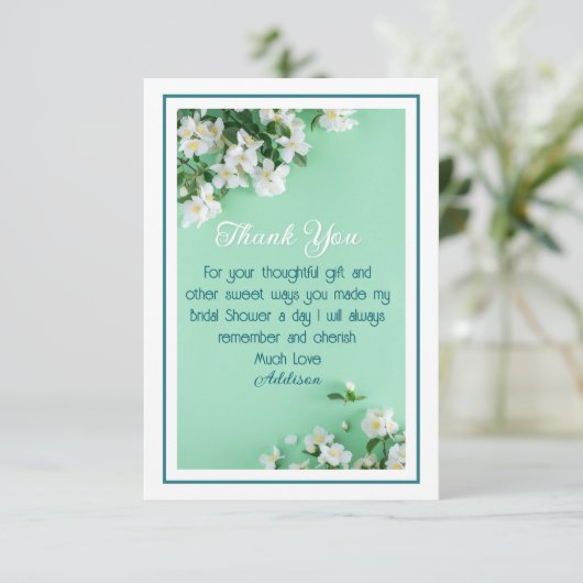 オーダーメイドの美しいウェディングシャワーの感謝カード サンキューカード (スタンド正面)