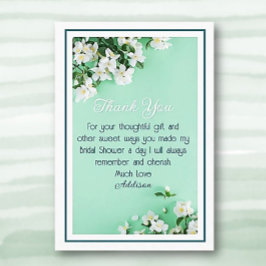オーダーメイドの美しいウェディングシャワーの感謝カード サンキューカード