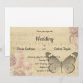 オーダーメイドの美しいロマンチックな蝶のウェディング 招待状 (正面/裏面)