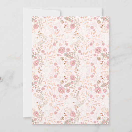 オーダーメイドの美しい花束 ダークバーガンディ ピンク & グリーン 招待状 (裏面)